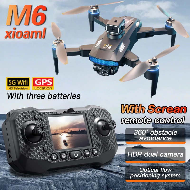 New M6 Drone 8K Professional For Xiaomi 4K Camera Drones 5G WIFI FPV Video UAV large screen remote control RC Dron Quadcopter